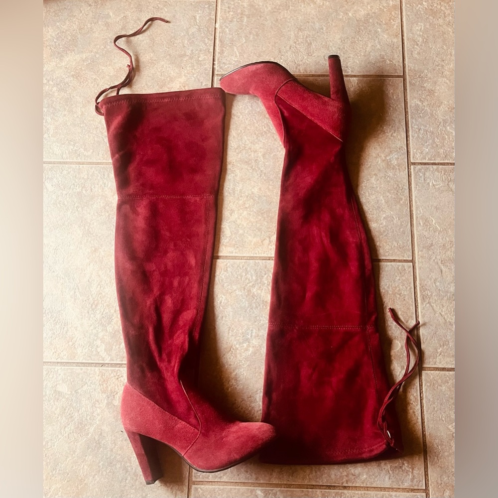 Stunning  Stuart Weitzman  suede Burgundy Over-the-Knee Boots!